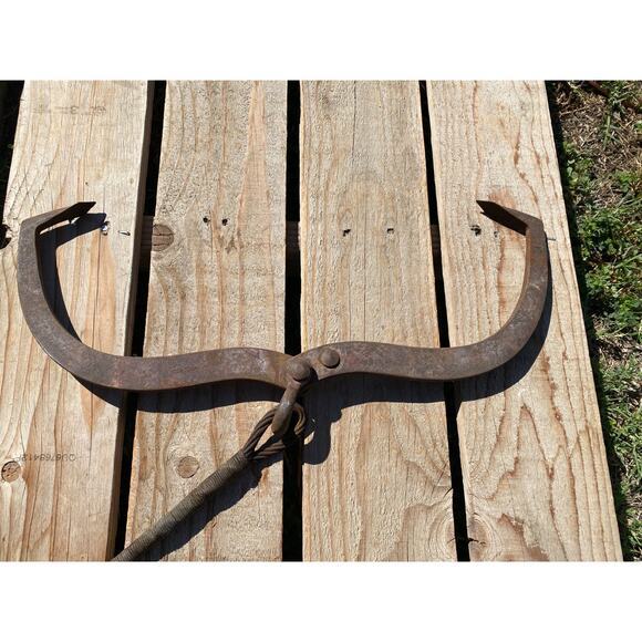 Antique WMT William T Wood & Co Ice Tool Lowering Tongs Arlington MA 1845-1905 - Picture 4 of 8